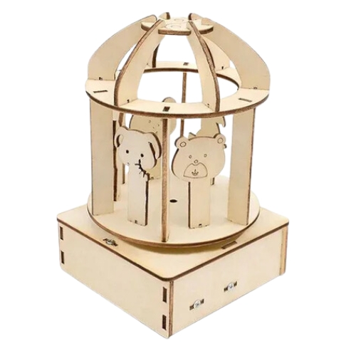 DIY Carousel Music Box STEM Kit Wooden Romantic Carousel Music Box Educational Science Experiment STEM Toy